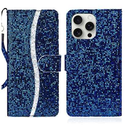 For iPhone 16 Pro Glitter Powder Filp Leather Phone Case(Blue) - iPhone 16 Pro Cases by buy2fix | Online Shopping UK | buy2fix