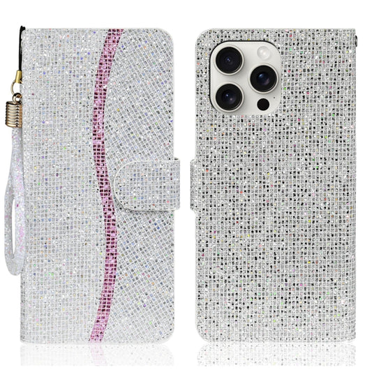 For iPhone 16 Pro Glitter Powder Filp Leather Phone Case(Silver) - iPhone 16 Pro Cases by buy2fix | Online Shopping UK | buy2fix