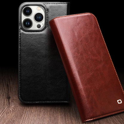 For iPhone 16 QIALINO Classic Genuine Leather Phone Case(Black) - iPhone 16 Cases by QIALINO | Online Shopping UK | buy2fix