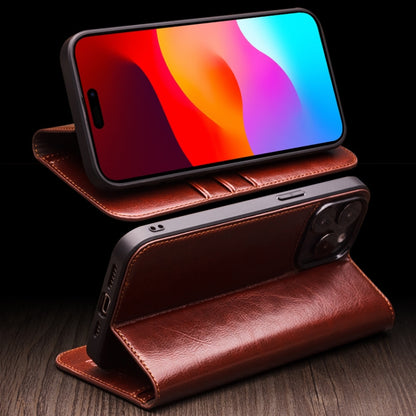 For iPhone 15 Plus QIALINO Classic Genuine Leather Phone Case(Brown) - iPhone 15 Plus Cases by QIALINO | Online Shopping UK | buy2fix