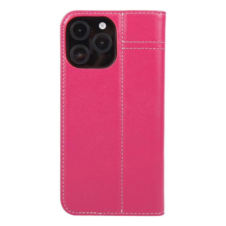 For iPhone 16 Pro Max GEBEI Top-grain Horizontal Flip Leather Phone Case(Rose Red) - iPhone 16 Pro Max Cases by GEBEI | Online Shopping UK | buy2fix