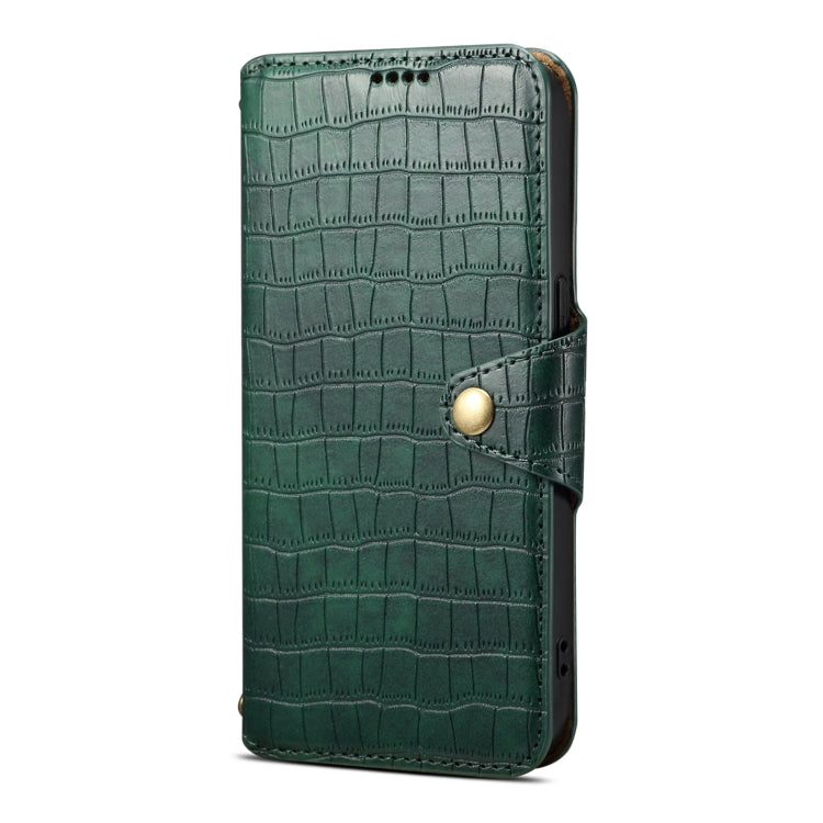 For iPhone 16 Denior Crocodile Texture Oil Edge Leather Phone Case(Green) - iPhone 16 Cases by Denior | Online Shopping UK | buy2fix