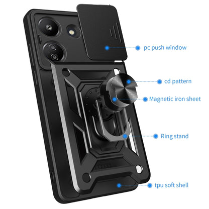 For Xiaomi Redmi 13C 4G Sliding Camera Cover Design TPU Hybrid PC Phone Case(Blue) - 13C Cases by buy2fix | Online Shopping UK | buy2fix