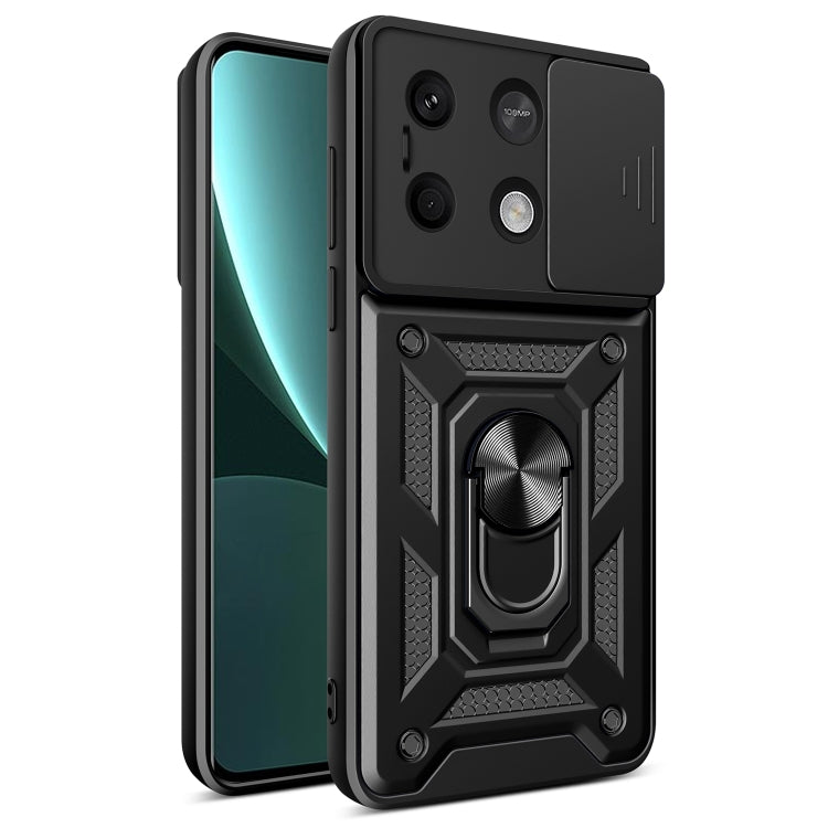 For Xiaomi Redmi Note 13 5G Sliding Camera Cover Design TPU Hybrid PC Phone Case(Black) - Note 13 Cases by buy2fix | Online Shopping UK | buy2fix