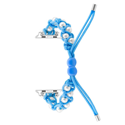 For Apple Watch Ultra 49mm Paracord Gypsophila Beads Drawstring Braided Watch Band(Blue) - Watch Bands by buy2fix | Online Shopping UK | buy2fix