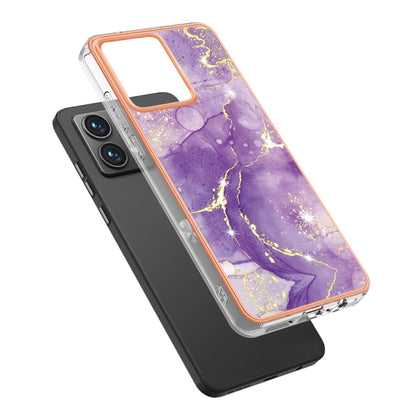 For Motorola Moto G84 Electroplating Marble Dual-side IMD Phone Case(Purple 002) - Motorola Cases by buy2fix | Online Shopping UK | buy2fix