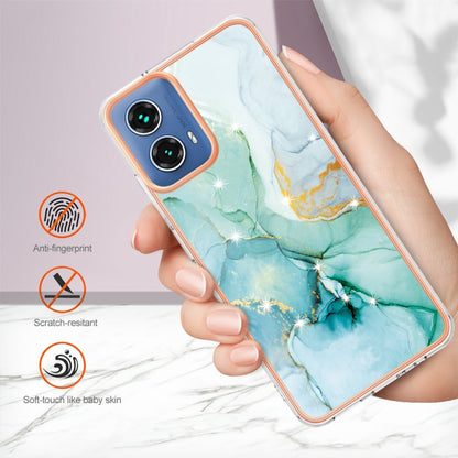 For Motorola Moto G34 Electroplating Marble Dual-side IMD Phone Case(Green 003) - Motorola Cases by buy2fix | Online Shopping UK | buy2fix