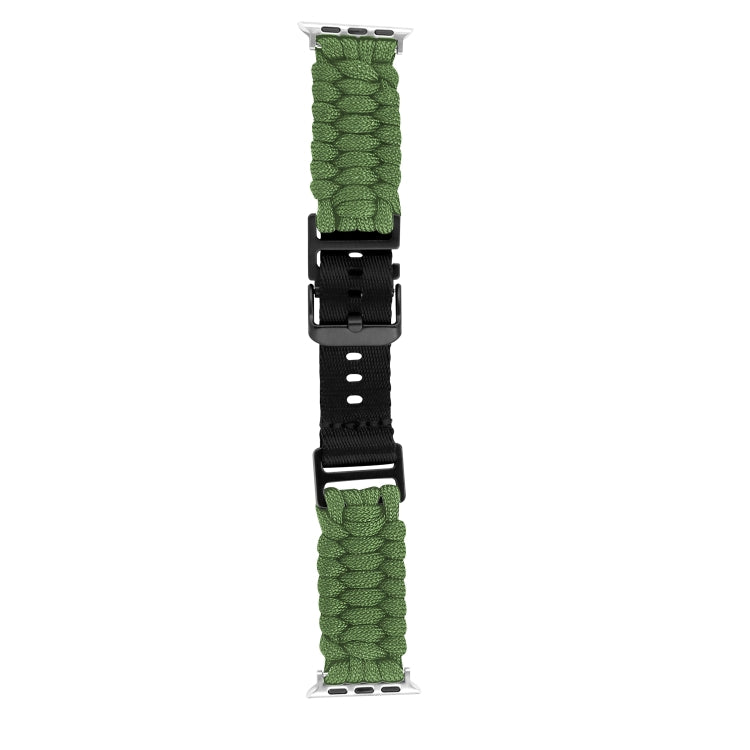 For Apple Watch Ultra 2 49mm Paracord Plain Braided Webbing Buckle Watch Band(Army Green) - Watch Bands by buy2fix | Online Shopping UK | buy2fix