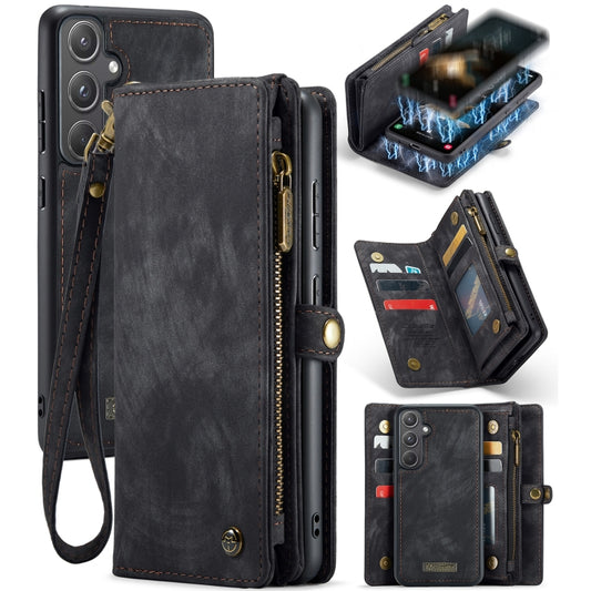 For Samsung Galaxy A55 5G CaseMe 008 Multifunctional Zipper Wallet Leather Phone Case with Lanyard(Black) - Galaxy Phone Cases by CaseMe | Online Shopping UK | buy2fix