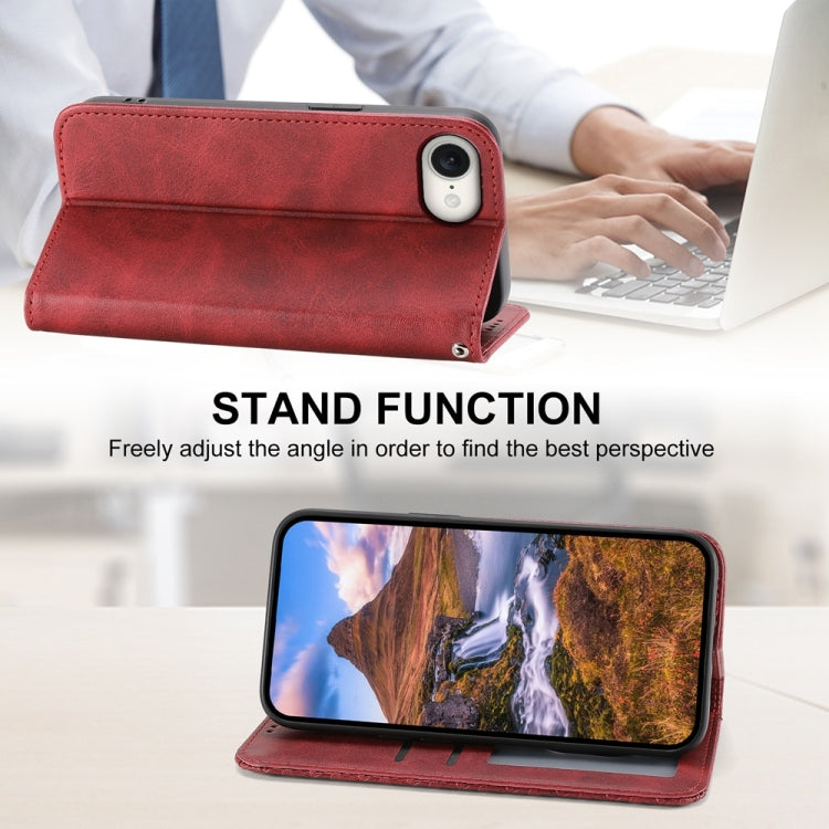 For iPhone SE 2024 Cubic Grid Calf Texture Magnetic Leather Phone Case(Red) - More iPhone Cases by buy2fix | Online Shopping UK | buy2fix