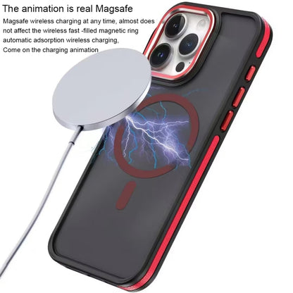 For iPhone 15 Pro Two-color Frosted MagSafe Magnetic Phone Case(Red) - iPhone 15 Pro Cases by buy2fix | Online Shopping UK | buy2fix