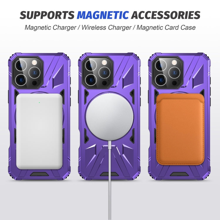 For iPhone 16 Pro Max MagSafe Magnetic Shockproof Phone Case with Ring Holder(Purple) - iPhone 16 Pro Max Cases by buy2fix | Online Shopping UK | buy2fix