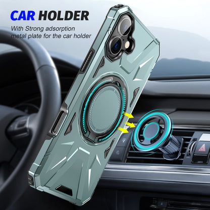 For iPhone 16 Plus MagSafe Magnetic Shockproof Phone Case with Ring Holder(Green) - iPhone 16 Plus Cases by buy2fix | Online Shopping UK | buy2fix