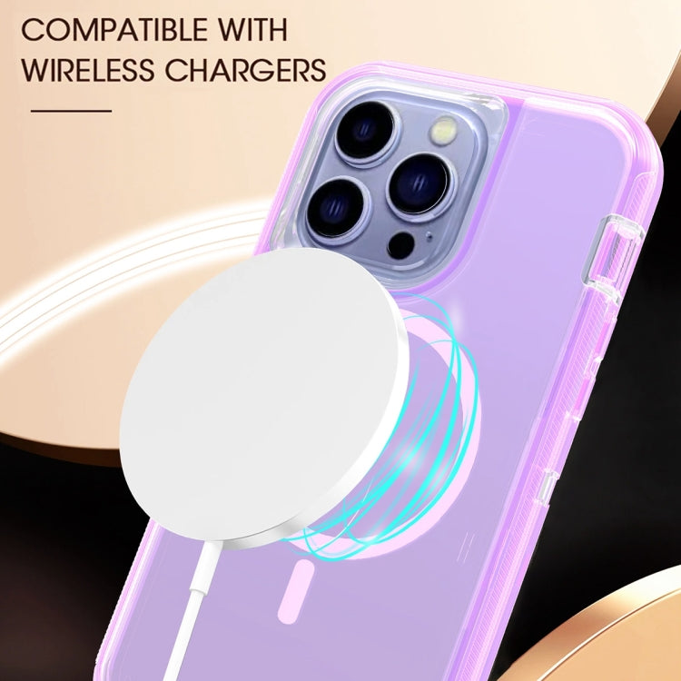 For iPhone 13 Pro Max Shockproof MagSafe Magnetic Phone Case(Transparent Purple) - iPhone 13 Pro Max Cases by buy2fix | Online Shopping UK | buy2fix