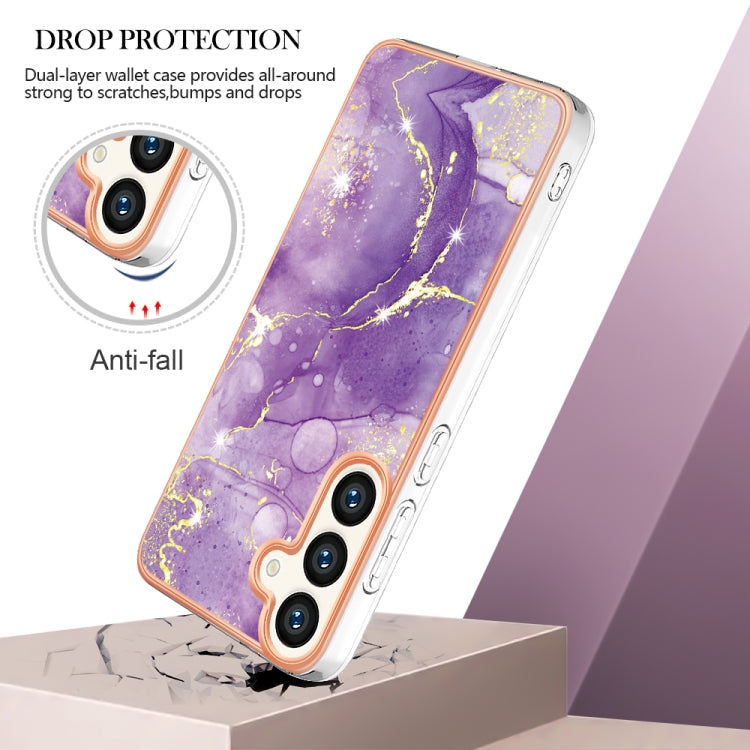 For Samsung Galaxy S24 5G Electroplating Marble Dual-side IMD Phone Case(Purple 002) - Galaxy S24 5G Cases by buy2fix | Online Shopping UK | buy2fix