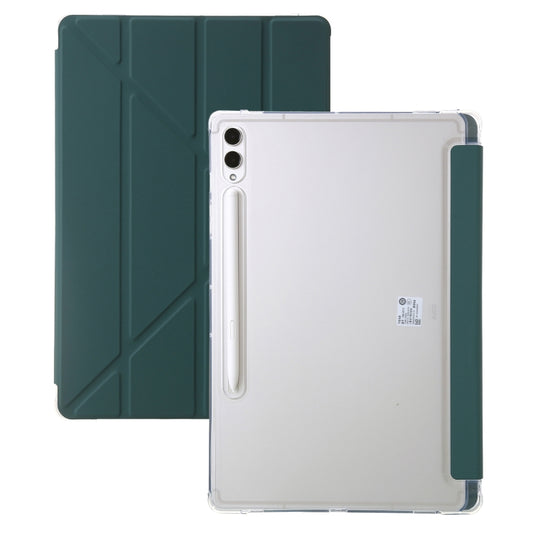 For Samsung Galaxy Tab S9 Clear Acrylic Deformation Leather Tablet Case(Deep Green) - Galaxy Tab S9 Cases by buy2fix | Online Shopping UK | buy2fix