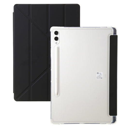 For Samsung Galaxy Tab S9 Clear Acrylic Deformation Leather Tablet Case(Black) - Galaxy Tab S9 Cases by buy2fix | Online Shopping UK | buy2fix