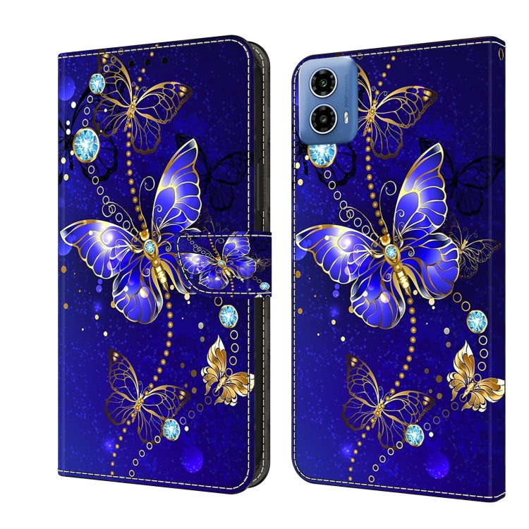 For Motorola Moto G34 Crystal 3D Shockproof Protective Leather Phone Case(Diamond Butterfly) - Motorola Cases by buy2fix | Online Shopping UK | buy2fix