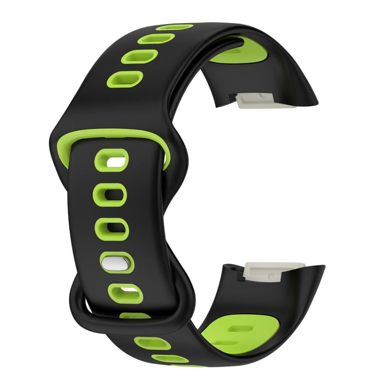 For Fitbit Charge 6 Two Color Silicone Watch Band(Black Lime) - Watch Bands by buy2fix | Online Shopping UK | buy2fix