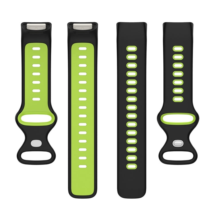 For Fitbit Charge 6 Two Color Silicone Watch Band(Black Lime) - Watch Bands by buy2fix | Online Shopping UK | buy2fix