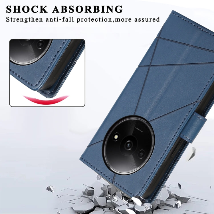 For Xiaomi Redmi A3 PU Genuine Leather Texture Embossed Line Phone Case(Blue) - Xiaomi Cases by buy2fix | Online Shopping UK | buy2fix