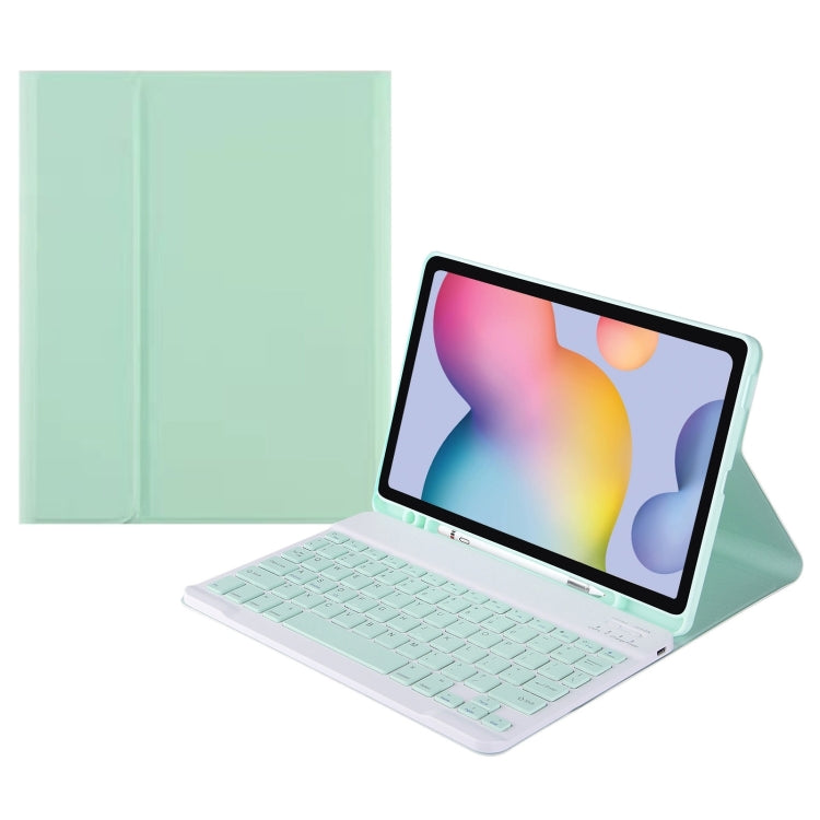 For Samsung Galaxy Tab S9 FE+ Square Cap Bluetooth Keyboard Leather Case with Pen Slot(Green) - Samsung Keyboard by buy2fix | Online Shopping UK | buy2fix