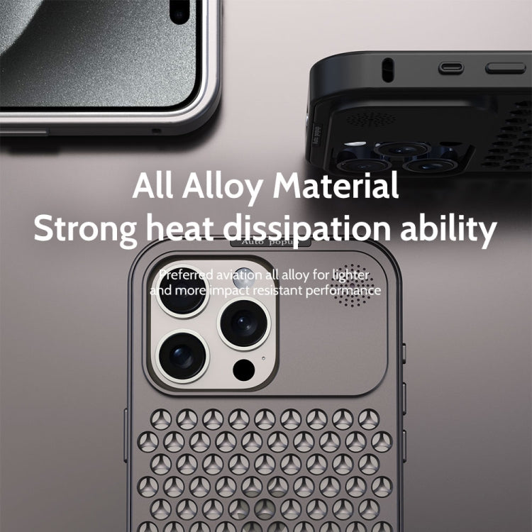 For iPhone 15 Pro R-JUST RJ58 Aromatherapy Metal Cooling Phone Case(Silver) - iPhone 15 Pro Cases by R-JUST | Online Shopping UK | buy2fix