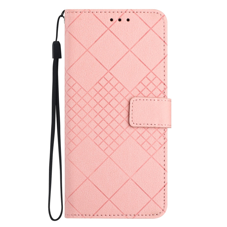 For iPhone SE 2024 Rhombic Grid Texture Leather Phone Case(Pink) - More iPhone Cases by buy2fix | Online Shopping UK | buy2fix