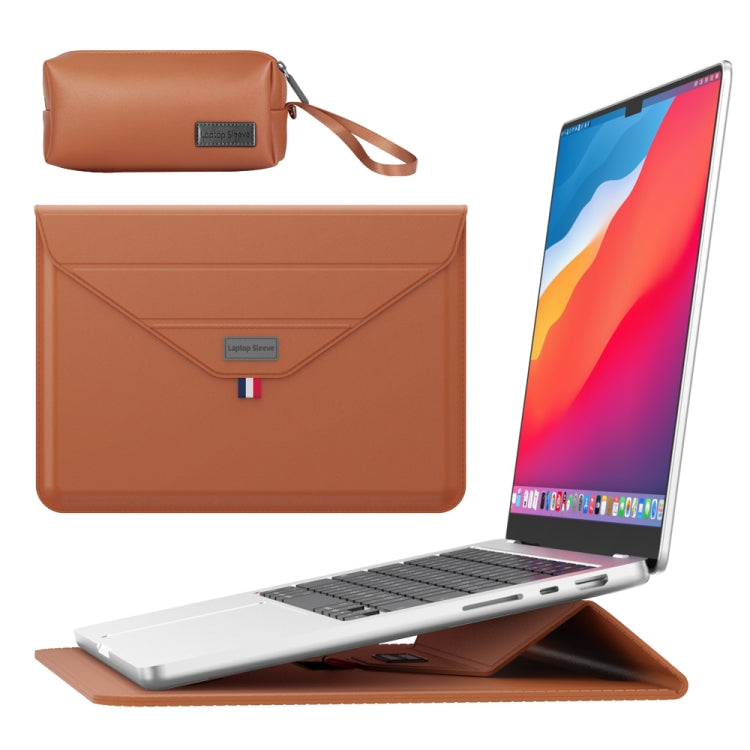 For 15.4/15.6/16.1 inch Envelope Holder Laptop Sleeve Bag with Accessories Bag(Brown) - Other by buy2fix | Online Shopping UK | buy2fix