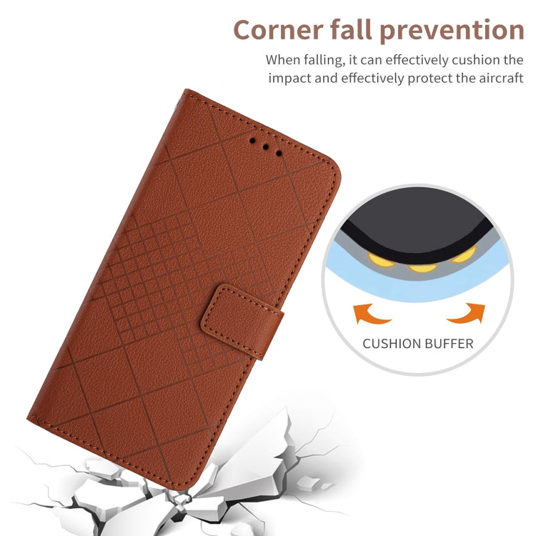 For Xiaomi 13 Rhombic Grid Texture Leather Phone Case(Brown) - 13 Cases by buy2fix | Online Shopping UK | buy2fix