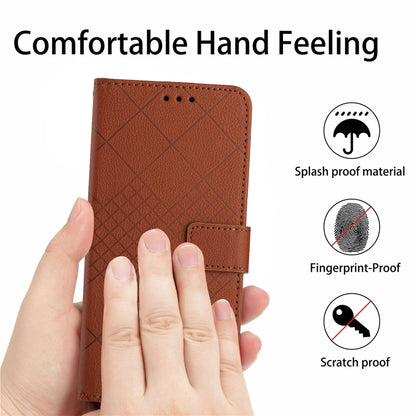 For Xiaomi Redmi Note 12 4G Global Rhombic Grid Texture Leather Phone Case(Brown) - Xiaomi Cases by buy2fix | Online Shopping UK | buy2fix