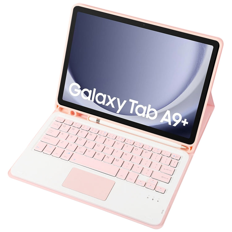 For Samsung Galaxy Tab A9+ X210/X215/X215 A09B-A Candy Color TPU Touch Bluetooth Keyboard Leather Tablet Case with Pen Holder(Pink) - Samsung Keyboard by buy2fix | Online Shopping UK | buy2fix