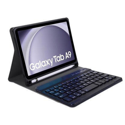 For Samsung Galaxy Tab A9 X110/X115 A221B Candy Color TPU Bluetooth Keyboard Leather Tablet Case with Pen Holder(Black) - Samsung Keyboard by buy2fix | Online Shopping UK | buy2fix