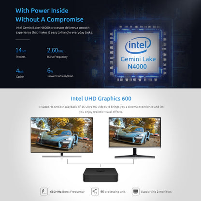 BMAX B1 Pro Windows 10 Mini PC, 8GB+128GB, Intel Celeron N4000, Support HDMI / VGA / RJ45(US Plug) - Windows Mini PCs by BMAX | Online Shopping UK | buy2fix