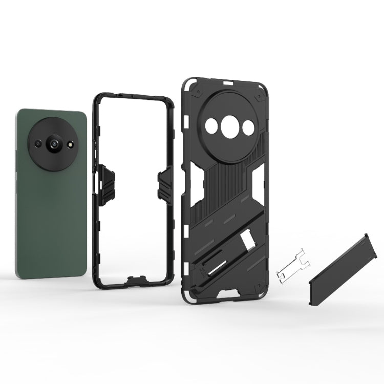 For Xiaomi Redmi A3 4G Global Punk Armor 2 in 1 PC + TPU Phone Case with Holder(Light Red) - Xiaomi Cases by buy2fix | Online Shopping UK | buy2fix