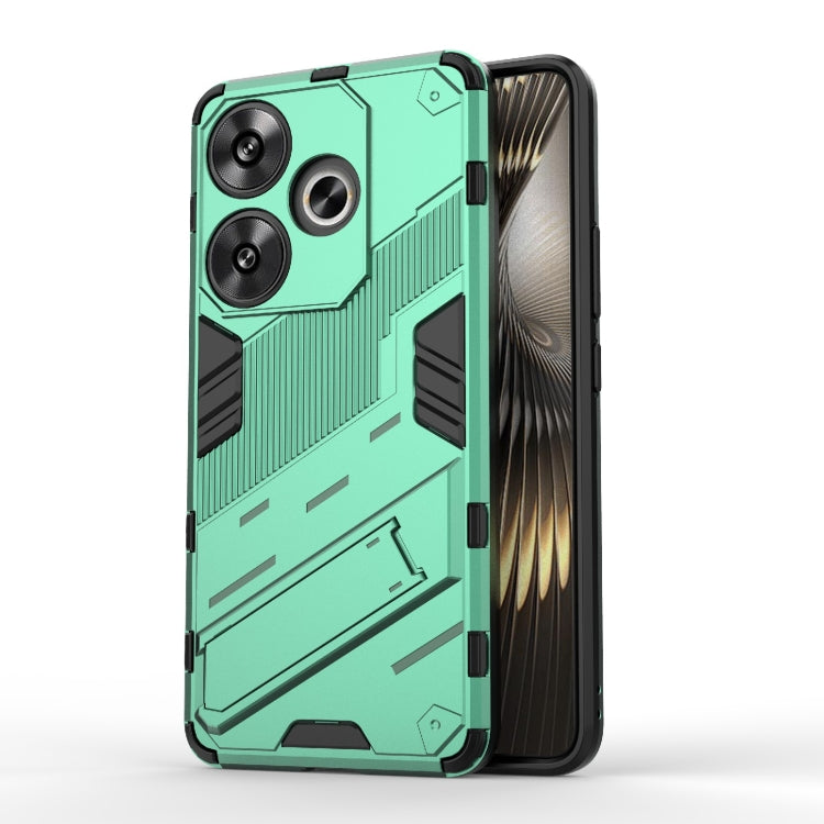 For Xiaomi Redmi Turbo 3 5G Punk Armor 2 in 1 PC + TPU Phone Case with Holder(Green) - Xiaomi Cases by buy2fix | Online Shopping UK | buy2fix