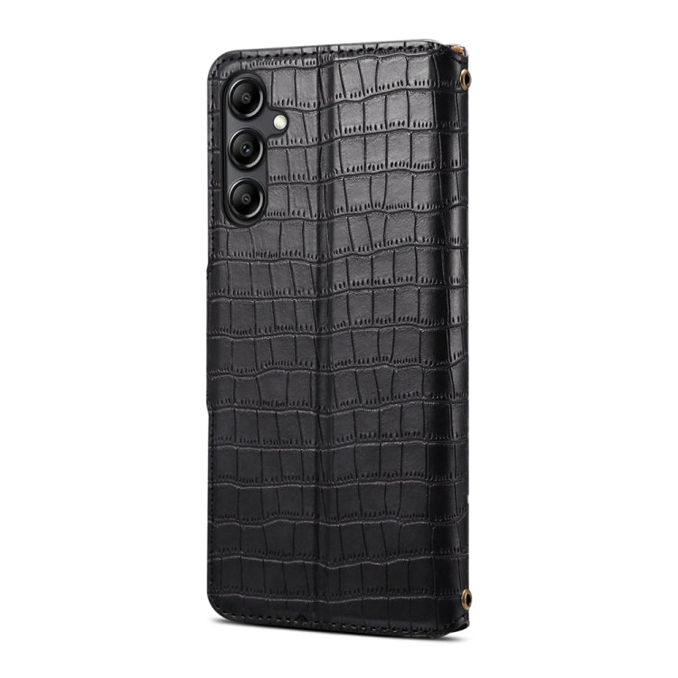 For Samsung Galaxy S23 FE Denior Crocodile Texture Oil Edge Leather Phone Case(Black) - Galaxy S23 FE 5G Cases by Denior | Online Shopping UK | buy2fix