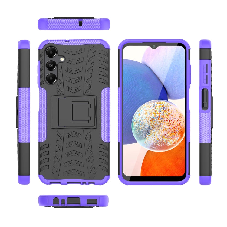 For Samsung Galaxy A15 Tire Texture TPU + PC Phone Case with Holder(Purple) - Galaxy Phone Cases by buy2fix | Online Shopping UK | buy2fix