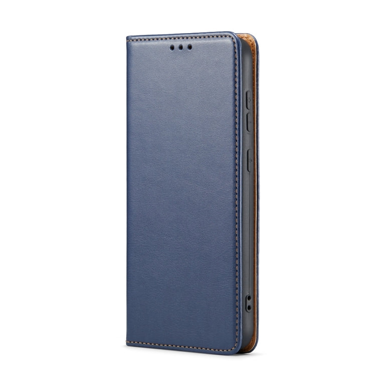 For Samsung Galaxy S24 5G Fierre Shann PU Genuine Leather Texture Phone Case(Blue) - Galaxy S24 5G Cases by FIERRE SHANN | Online Shopping UK | buy2fix