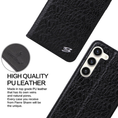 For Samsung Galaxy S24+ 5G Fierre Shann Crocodile Texture Magnetic Genuine Leather Phone Case(Black) - Galaxy S24+ 5G Cases by FIERRE SHANN | Online Shopping UK | buy2fix