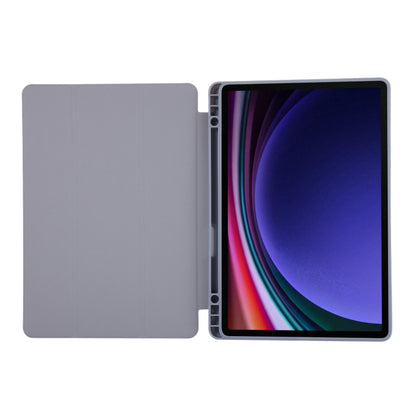 For Samsung Galaxy Tab S9 3-Fold Pure Color TPU Leather Tablet Case with Pen Slot(Lavender) - Galaxy Tab S9 Cases by buy2fix | Online Shopping UK | buy2fix