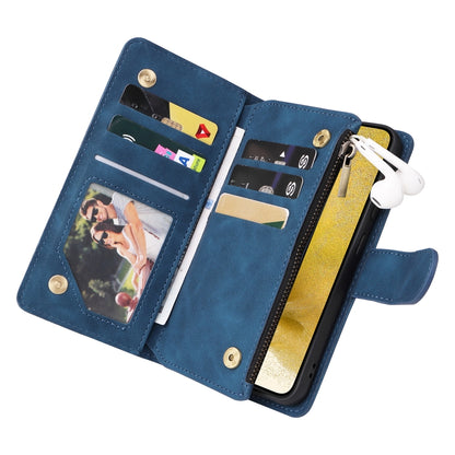For Samsung Galaxy S23+ 5G Multifunctional Frosted Zipper Wallet Leather Phone Case(Blue) - Galaxy S23+ 5G Cases by buy2fix | Online Shopping UK | buy2fix