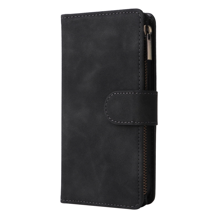 For Xiaomi Redmi Note 13 Pro 4G Multifunctional Frosted Zipper Wallet Leather Phone Case(Black) - Note 13 Pro Cases by buy2fix | Online Shopping UK | buy2fix