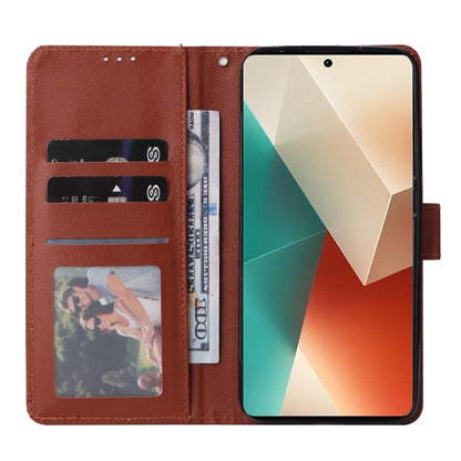 For Xiaomi Redmi Note 13 5G Multifunctional Horizontal Flip Leather Phone Case with Three Card Slot(Brown) - Note 13 Cases by buy2fix | Online Shopping UK | buy2fix