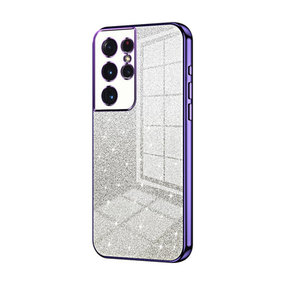 For Samsung Galaxy S21 Ultra 5G Gradient Glitter Powder Electroplated Phone Case(Purple) - Galaxy S21 Ultra 5G Cases by buy2fix | Online Shopping UK | buy2fix