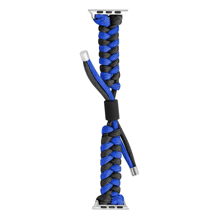 For Apple Watch Ultra 2 49mm Paracord Fishtail Braided Silicone Bead Watch Band(Black Blue) - Watch Bands by buy2fix | Online Shopping UK | buy2fix