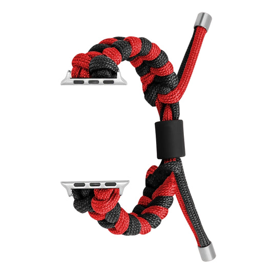 For Apple Watch Ultra 49mm Paracord Fishtail Braided Silicone Bead Watch Band(Black Red) - Watch Bands by buy2fix | Online Shopping UK | buy2fix