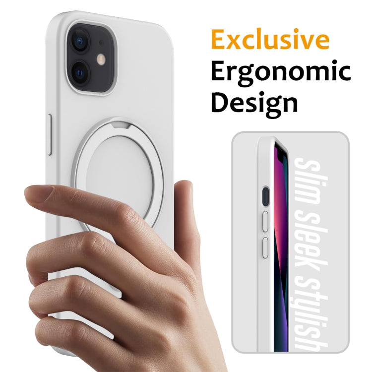 For iPhone 11 MagSafe Magnetic Liquid Silicone Phone Case with Ring Holder(Antique White) - iPhone 11 Cases by buy2fix | Online Shopping UK | buy2fix