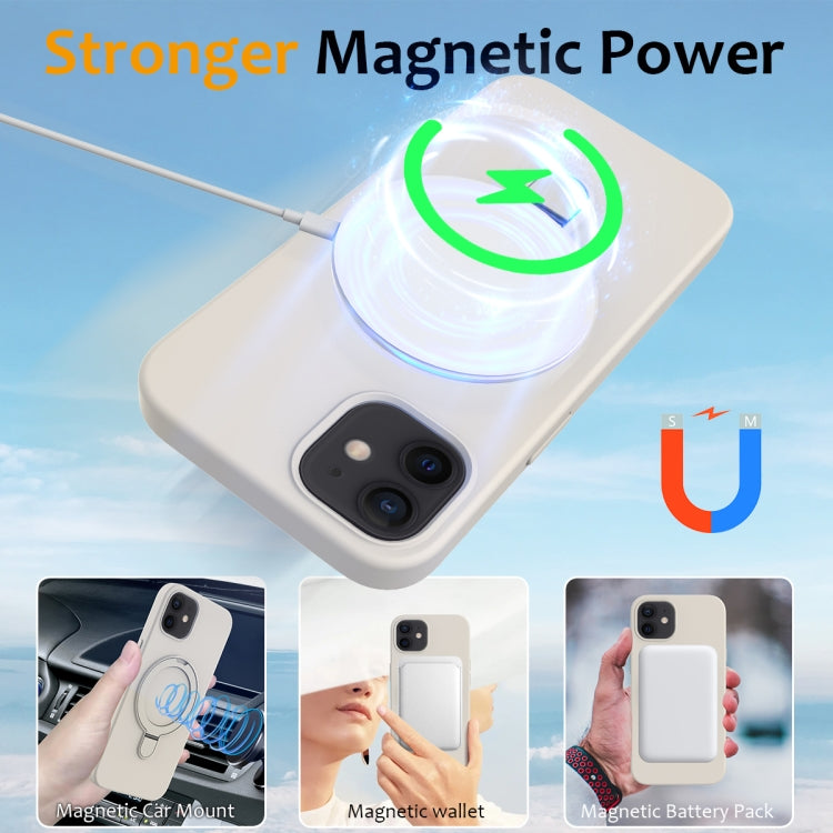 For iPhone 11 MagSafe Magnetic Liquid Silicone Phone Case with Ring Holder(Antique White) - iPhone 11 Cases by buy2fix | Online Shopping UK | buy2fix