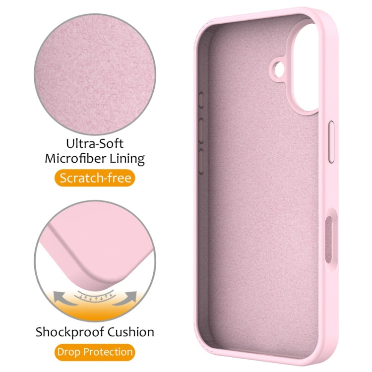 For iPhone 16 Liquid Silicone MagSafe Magnetic Phone Case with Ring Holder(Grey Pink) - iPhone 16 Cases by buy2fix | Online Shopping UK | buy2fix